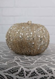Halloween Decorations 2019 - Short Champagne Glitter Pumpkin