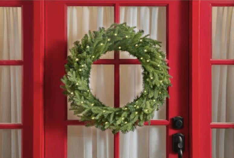 Noble Fir LED Pre-Lit Artificial Wreath with Timer and 35 Micro Dot Lights -christmas wreaths ideas