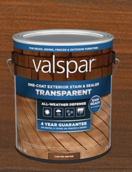 Valspar Pre-tinted Canyon Brown Transparent Exterior Wood Stain and Sealer - backyard maintenance in fall