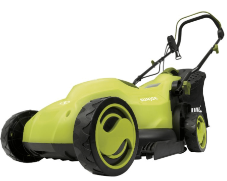 Sun Joe MJ400E Electric Lawn Mower - backyard maintenance in fall