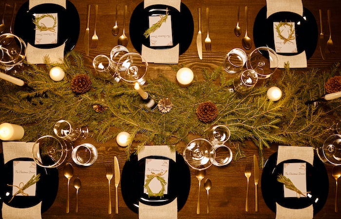 Top View of an Elegant Table Set-Up for Christmas - Christmas dinner packages